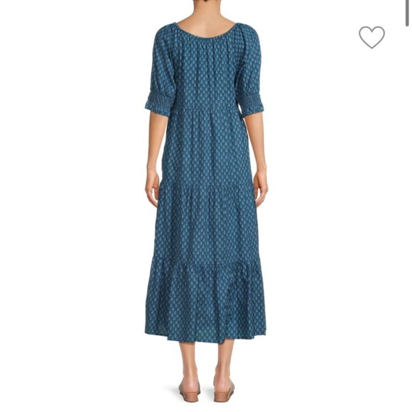 Faherty Willow Floral Midi Dress Womens Small Short Sleeve Tiered Peasant Boho - Picture 3 of 8